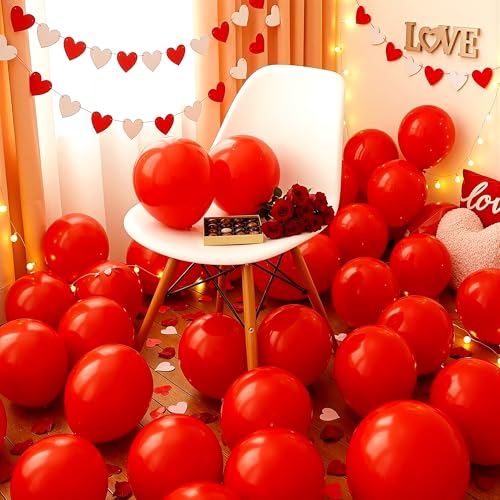 Image of Party Propz Red Balloons for Decoration Birthday - Pack of 50 Pcs Red Metallic Balloons for Decoration | red balloon | Balloons for Birthday | Valentine's Day Decorations Items (Latex)