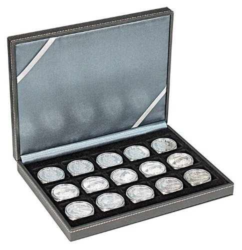 Lindner 2363-15 Estuche monedas NERA XM com 15 compartimentos cuadrados para monedas o cápsulas con un diámetro de hasta 40 mm