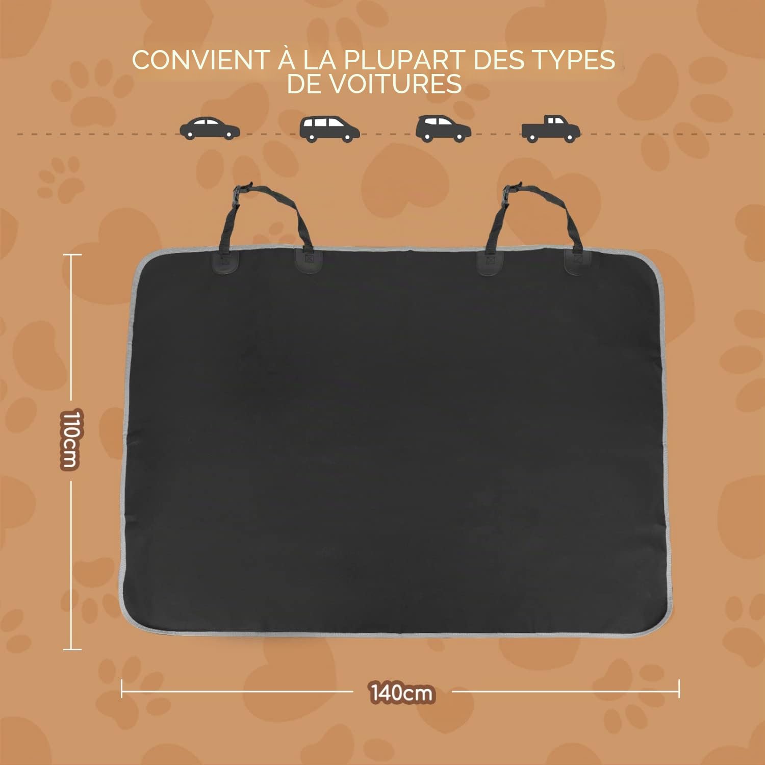 Nobleza Housses de sièges pour Chiens pour véhicules, Housses de siège de Voiture arrière de siège de Voiture en Tissu Oxford imperméable résistant aux Rayures et antidérapantes, Accessoires de