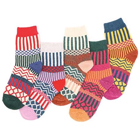 Cindy & Wendy 5 Pack Womens Warm Wool Socks Vintage Thick Knit Winter Cabin Cozy Fuzzy Crew Socks for Women Gifts (TSLA07) Cover