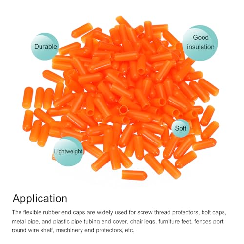 Image of MECCANIXITY 200pcs 5mm(3 /16 inch) Rubber End Caps Cover PVC Vinyl Screw Thread Protector Round Wire Shelf Caps for Screw Bolt Pipe Fence Post, Orange