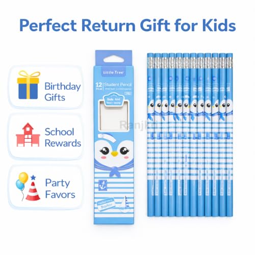 Image of Ranjkri Premium HB Graphite Pencil Set for Kids & Students - Pack of 12 Dark Wood Pencils with Eraser - Ideal for School, Writing, Sketching, Exams & Gifting