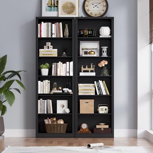 Image of BORNOON 74 inch Tall Bookshelf, 6-Tier Floor Standing Bookcase with 2 Adjustable Shelves, 24 inch Wide Open Storage Shelf, Modern Display Organizer for Home Office, Living Room, Bedroom, Study