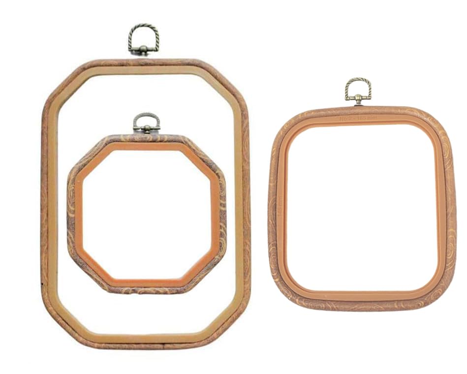 Rudra Home Decor Professionals Wooden Hand Embroidery Multi Shape Hoop for Fabric Stitching Cross Stitch & Hand Sewing Pack of 3-image-30
