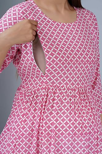 Jikonet Women's Maternity Dress Feeding Kurti with Zippers, Side Pocket