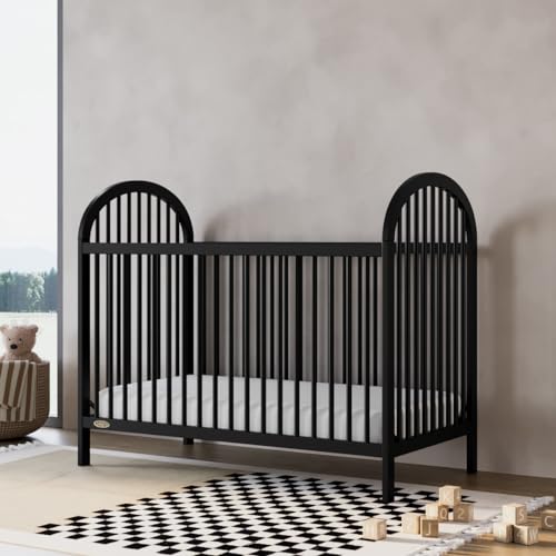 Image of Graco Olivia 3-in-1 Convertible Crib - GREENGUARD Gold Certified, 100% Solid Wood, Fits Standard Baby Crib Mattress, Converts to Toddler Bed and Daybed, 4 Adjustable Mattress Heights (Black)