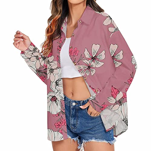 Women Fall Buttons Down Jacket Coat Lightweight Long Sleeve Shirt Casual Printed Tops Tees #TOP22
