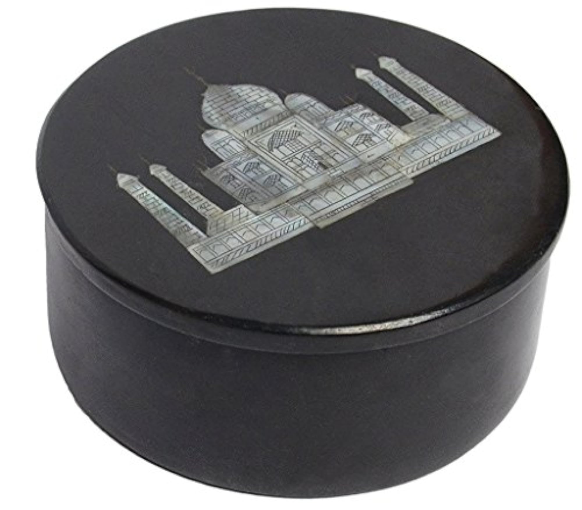Black Stone Decorative Jewellery Box with Taj Mahal Inlay