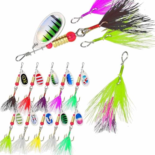 Aboda Trout Lures Rooster Tail Fishing Lures Kit, 10 Spinner...