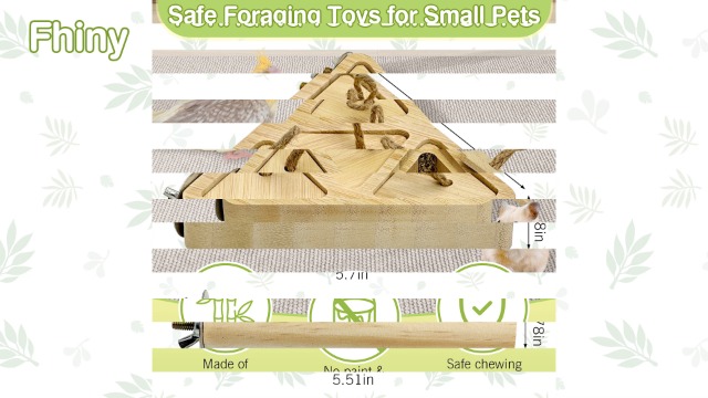 Fhiny Wooden Bird Foraging Toys, Interactive Parrot Puzzle Toys with Perches Stand for Cage Bird Chewing Toys Birdcage Accessories for Parakeets Cockatiels Parrots Love Birds Conures Finches - image 7