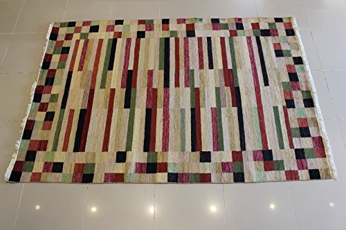 6'6 X 9'6 Double Knot Gabbeh Design Made With Vegetable Dyes Area Rug With Wool Pile - | A 6X9 Large Rug | An Authentic Hand Knotted Gabbeh Rug Made With Vegetable Dyes #TOP1