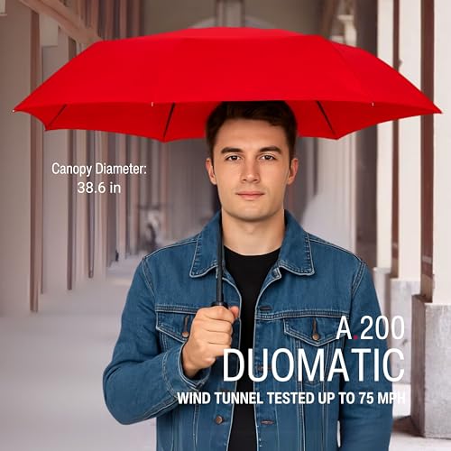 Image of Knirps A.200 Medium Duomatic Windproof Umbrella for Adults - Automatic Open Close 38.5 inch Canopy, Travel Case Included