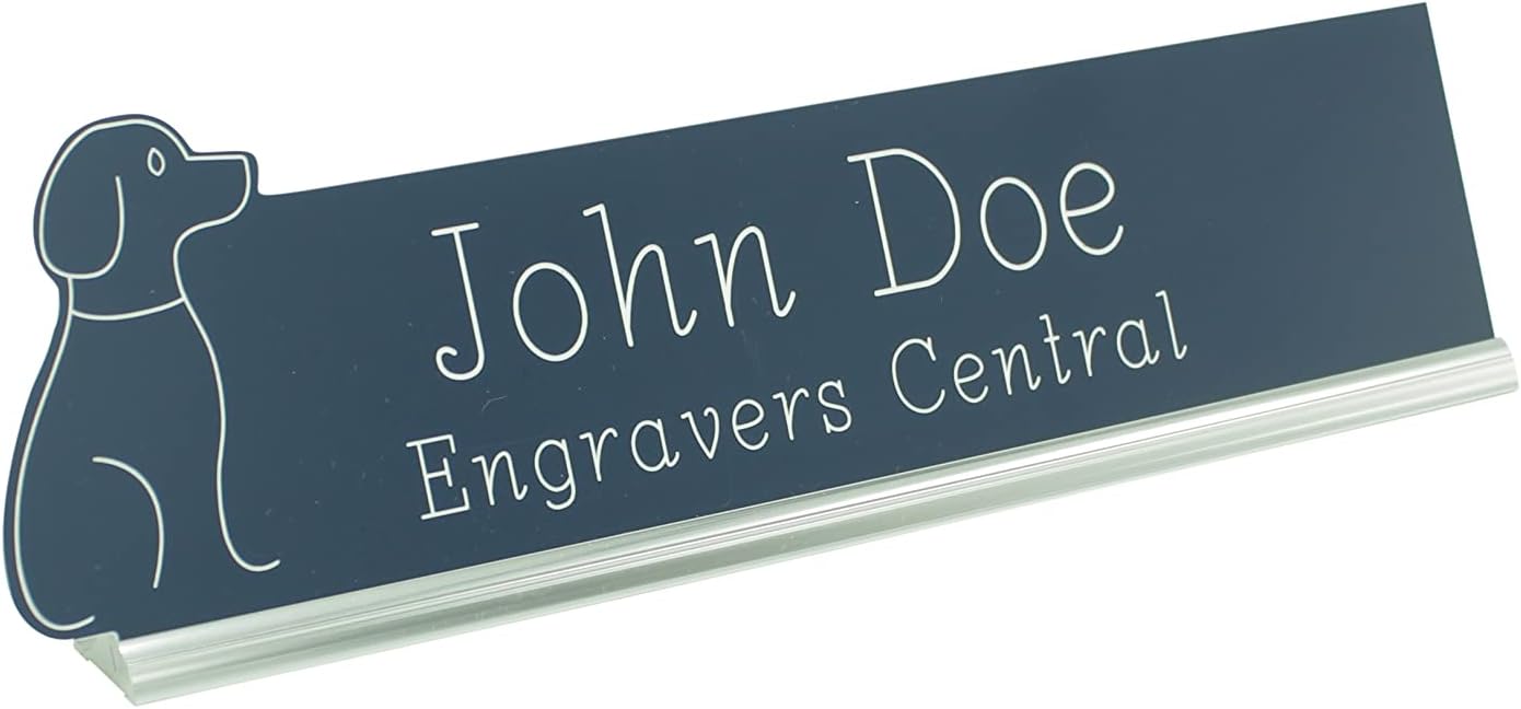 Personalized Engraved Industry Theme Shaped Name Plate for Teacher Appreciation, Sport & Dog Lovers, Dentist or Achievement Stars (20 Color Options) & a Sleek Silver Office Desk Holder - Customize