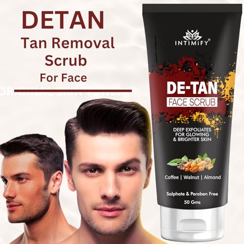 Image of INTIMIFY Detan Face Scrub | For Tan Removal | Exfoliate Dead Skin With Walnut, Coffee | for Women & Men - 50g