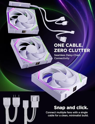 Image of AsiaHorse Nyota Pro 120mm PC Fans ARGB PWM, Modular Daisy-Chain Design, Dual-Zone Asynchronous Lighting, 18 Addressable LEDs, 2000RPM High Airflow 61.5CFM, Low Noise 29dB, for PC Case & Liquid Cooler