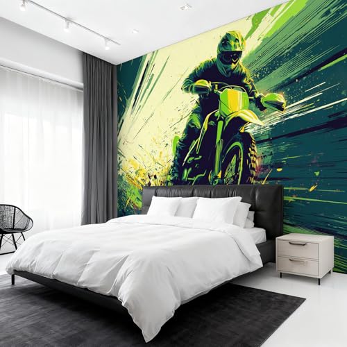 Générique Papier Peint Panoramique Motocross, Papier Peint Moto Cross Country 200x140 cm, Fresque Murale Intissé, Décoration Murale Salon Chambre