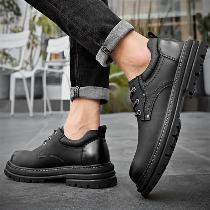 Men's Lace-up Casual Shoes Thick-Soled Waterproof Shoes Big-Headed Warm Thick-Heeled Height-Enhancing Oxford Shoes for Men4