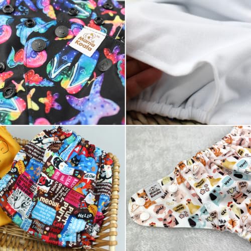 Image of Mama Koala 2.0 Cloth Diapers for Babies, 6 Pack Pocket Shell Only (NO Inserts) - One Size Washable and Reusable Pocket Diapers for Newborns and Toddlers - 26003