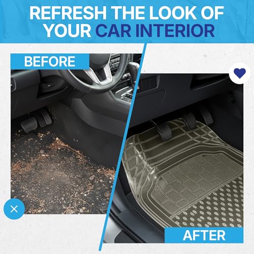 Image of KINGSWAY Accessories Premium 5 Pcs PVC Car Floor Mat Compatible with Hyundai Tucson Year 2020 to 2022, Waterproof, Anti Slip, All Weather Protection, Easy to Clean Car Foot Mats, Smoke 3G