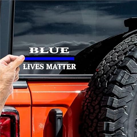 Blue Lives Matter (W26) Thin Blue Line Cop Police Sheriff Trooper Vinyl Decal Sticker Car Window #BlueLives 8" Inch - By CustomDecal US Cover