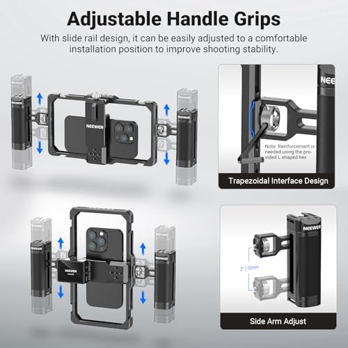 Image of NEEWER Upgraded Phone Rig Vlogging Kit, Video Stabilizer with Dual Handle, Wireless Mic Clip Slot for TikTok YouTube, Compatible with SmallRig iPhone 17 Pro Max 16 16e 15 Galaxy S25 Ultra, PA009