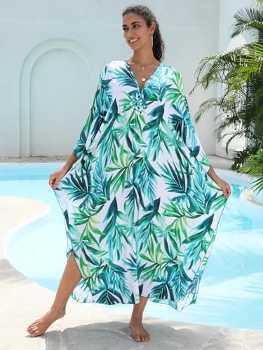 Image of KEYLORTING Plus Size Kaftan Dress Women, African Moo Moo Print Caftan, Batwing Dress, Beach Cover Up for Party and Loungewear