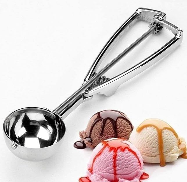 Ice Cream Scoop Round Ball Shaped Cutter Scooper Stainless Steel Material with Easy Press to Release Trigger