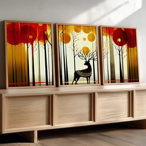 Image of kotart Paintings Modern Art Wall Decor Framed Wall Painting for Living Room, Bedroom - Framed Wall Decor Paintings with Frame - Painting for Wall Decoration Set of 3-D (Art 5, 19x25 inch)