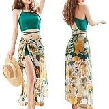 [Septora] 水着 レディース タンキニ セパレート 3点セット クロスビキニ ショートパンツ パレオ付き 体型カバー ママ水着 セクシー 可愛い ノンワイヤー パッド付き おしゃれ 露出控えめ 水陸両用 着痩せ 盛れる リゾート ビーチ 海 夏