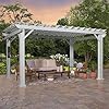 Backyard Discovery 14x10 ft Hawthorne White Galvanized Steel Pergola w/Soft Sail Shade, Spacious, Rust Resistant, UV Protection, Resist Winds Up to 100 MPH, Durable, Powerport USB & Electrical Outlet
