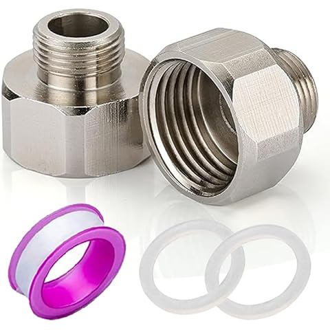 Kenpiko Faucet Supply Hose Adapter 3/8 Male to 1/2 Female Water Line Adapter 304 Compression Fittings for Water Supply Pipe Adapter 3/8to 1/2(OD×ID:0.54"×0.74") Reducer with Rubber Washer (2 Pack) Cover