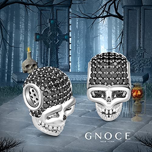 Image of GNOCE Skull Pendant Charm Silver Dangle Charms Bead fit Bracelet /Necklace Jewelry Gift for Women Men