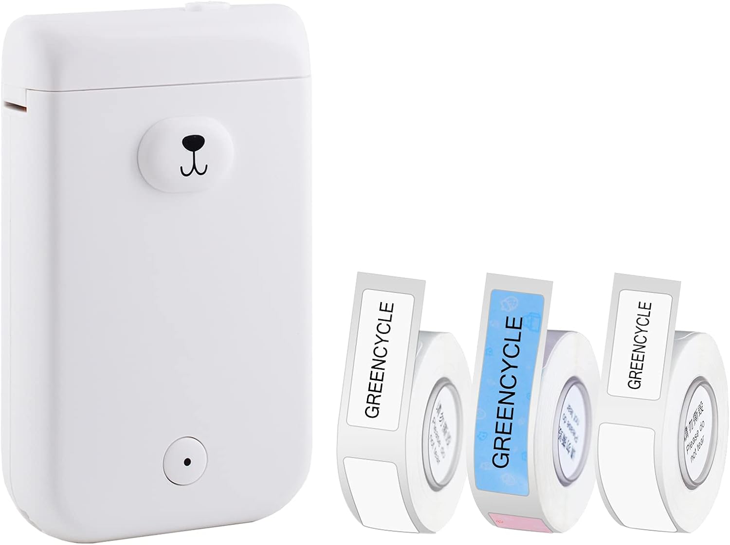 GREENCYCLE D30S Smart Portable Thermal Label Printer Bluetooth Handheld Label Maker Machine White Compatible for Android & iOS System, Wireless Sticker Maker and 3 Rolls Labels