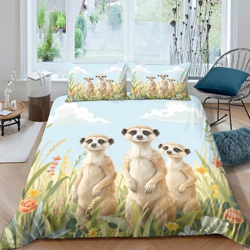Parure de lit suricates super douce impression 3D haute définition microfibre premium