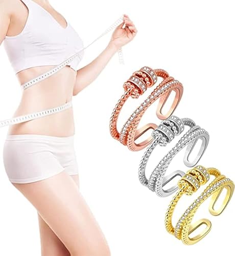 ZIOO 3PCS Yunrock Ring, Jansio Triple Fidgeting Ring Feellief Cubic Zirconia Triple Fidgeting Ring Fidgeting Rotating Ring Female Anxiety Ring Cover