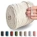 Produktbild MeriWoolArt Makramee Garn 4mm 225m Natürliches, Baumwollgarn Kordel, Dicke Macrame Cord für Makramee Wandbehang, Blumenampel, Vorhang und Mehr DIY Deco (Natürliche Farbe, 4mm x 225m)