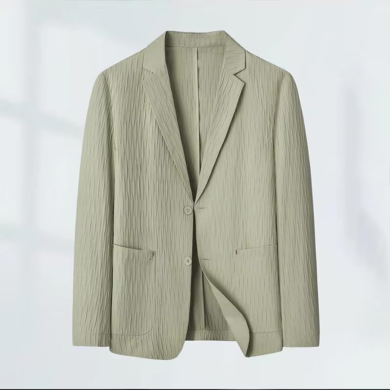 Men's Jacket Summer Breathable Lightweight Korean Suit Blazer for Men-Beige4