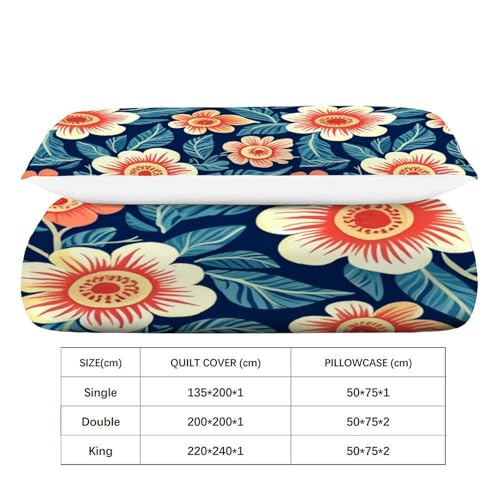 Housses de couettes spring flowers bleu microfibre de qualité supérieure pour lit single - 4