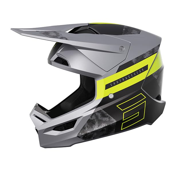 SHOT RACE GEAR Casque Motocross Furious Patrol Neon Yellow Matt – Casque Moto Tout-Terrain Homologué ECE 22.06 – Ultra Léger 1300 g – Intériérieur...
