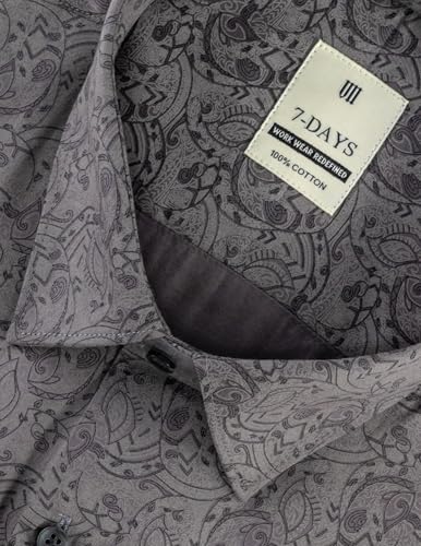 Image of 7-DAYS Men's Premium Formal Printed Shirt - 100% Cotton, Regular Fit, Full Sleeves, with Pocket - Stylish for Special Occasions.