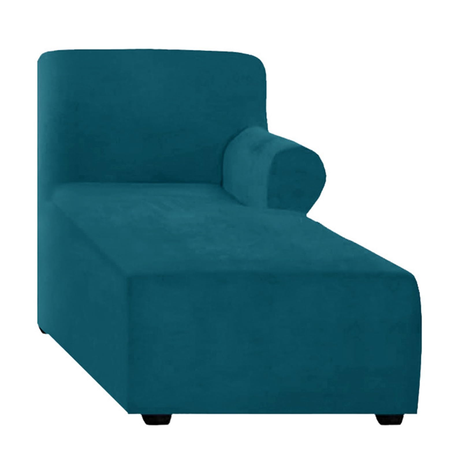 XJKH Stretch Velvet Chaise Lounge Arm Sofa Slipcover, L-Shaped Couch Protector Cover With Elastic Strap - Perfect For Living Room Furniture
