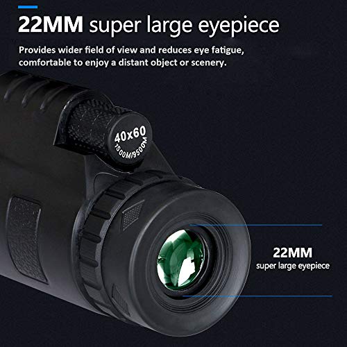 DECDEAL Telescópio monocular de alta potência 40X60 para observação de pássaros com bússola adaptado