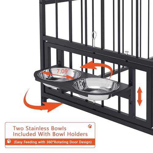 Large Outdoor Dog Kennel with Bowls, Metal Pet Pens Dogs Enclosure Animal Hutch Run Chain Link Fence House w/Waterproof Cover Roof (6.6’L x 6.6’W x 6.4’H) Large Outdoor Dog Kennel with Bowls, Metal Pet Pens Dogs Enclosure Animal Hutch Run Chain Link Fence House w/Waterproof Cover Roof (6.6’L x 6.6’W x 6.4’H)