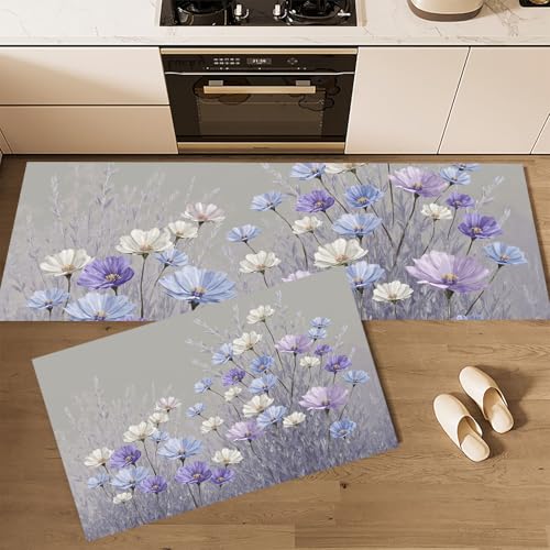 Tapis cuisine devant évier lavande lavable anti-glisse - 3