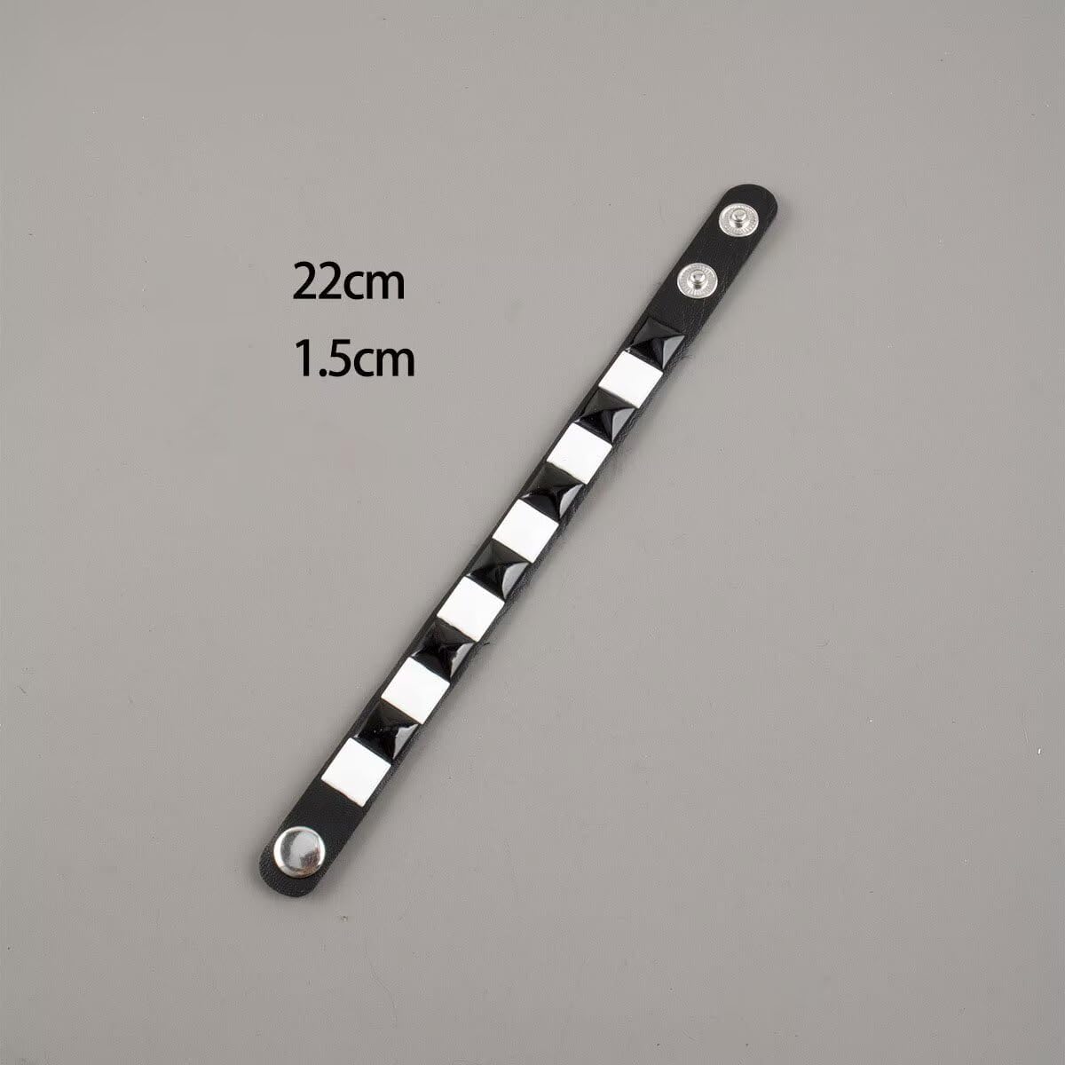 Zian Black White Checkered Leather Bracelet for Men Women 3 Pieces Punk Studded Cuff Bangle Adjustable Wristband Gothic Halloween Party Accessories