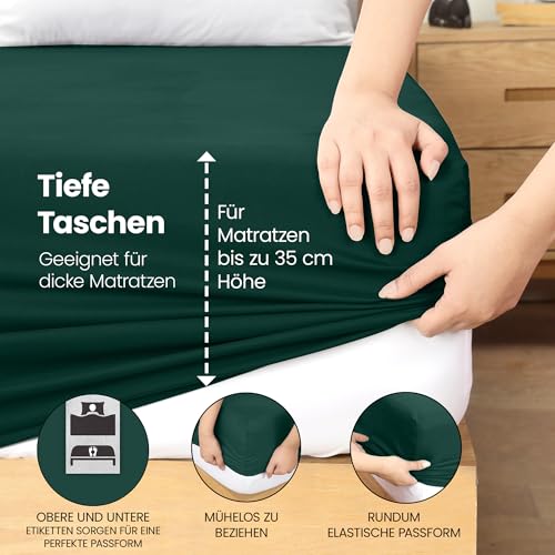 Utopia Bedding - Spannbettlaken 140x200cm - Smaragd Grün - Gebürstete Polyester-Mikrofaser Spannbetttuch - 35 cm Tiefe Tasche 5