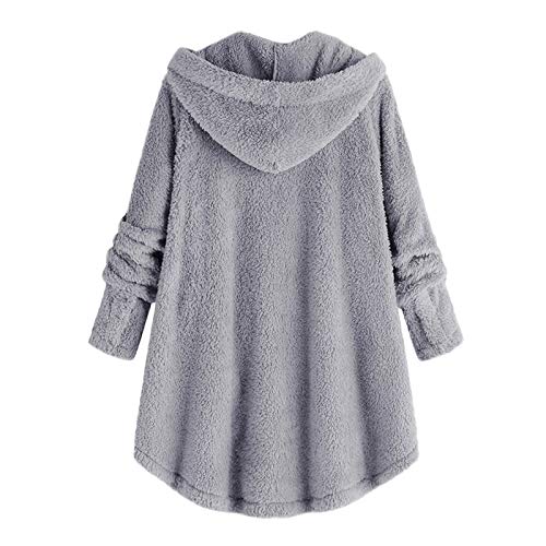 Women Plus Size Plush Coats Lamb Cashmere Hoodie Jackets Solid Color Button Hooded Loose Cardigan Wool Winter Coat2