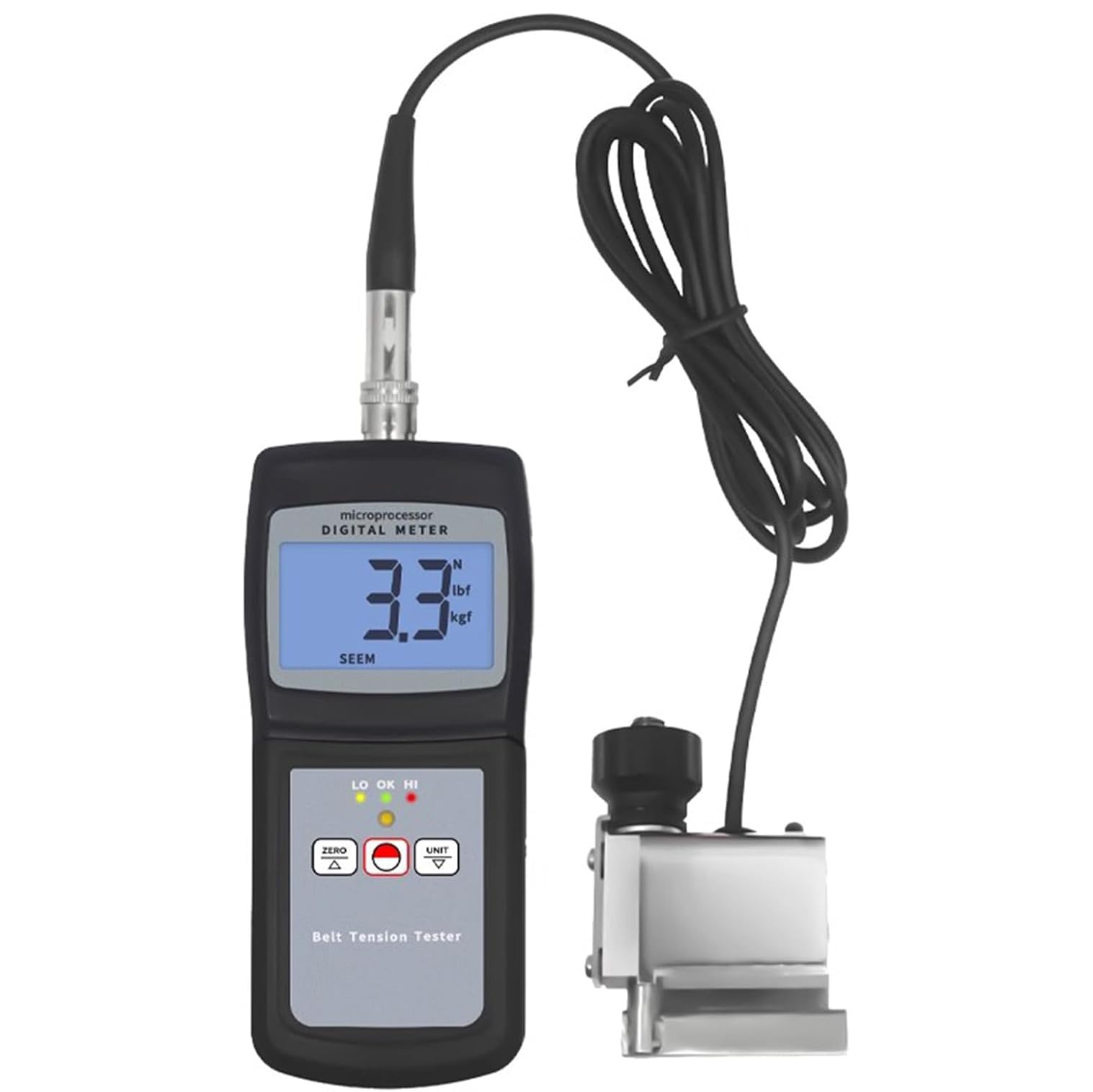 Ospshpg Light Digital Belt Tension Meter Gauge, Accurate Tension Gauge Tool, Lcd Backlit Display, Maximum Load 850N, With Sound And Alarm, For Belts, Cords And Wires