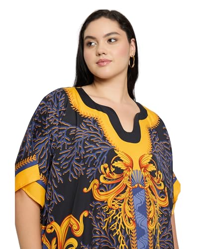 Image of Gypsie Blu Women Plus Size Kaftan Dress Beach Cover Up Maxi Dresses for Women, V-Neck Kimono Sleeve 1X-3X