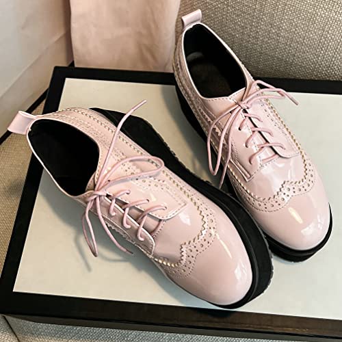 KOKOMOMO Womens Wingtip Platform Wedge Oxfords Heels Patent Leather Oxford Brogues Shoes High Heel Vintage Sneakers4